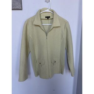 Picadilly Fashions Womens Pale Lime Green Wool Blend Zip Front Jacket Size 8